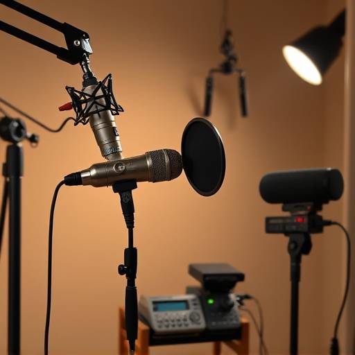 High-quality audio recording equipment including microphones and recorders