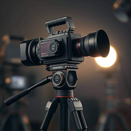 Professional cinema camera on a tripod